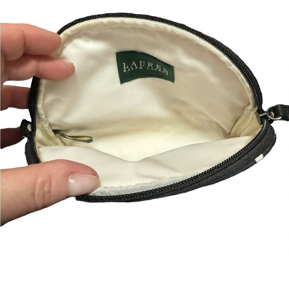 Ralph Lauren Black Polka Dotted Cosmetic Bag. GUC
